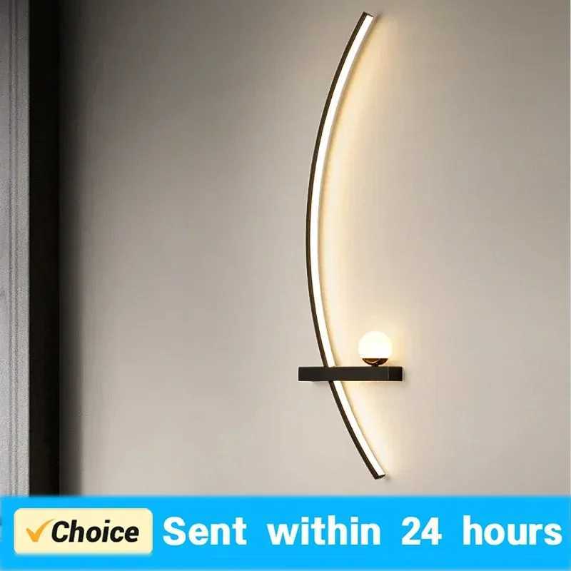 Modern LED Wall Lamps Minimalist Stripes Wall Sconce Decorative for Bedroom Bedside Home Living Room Background Lighting Luster C251124