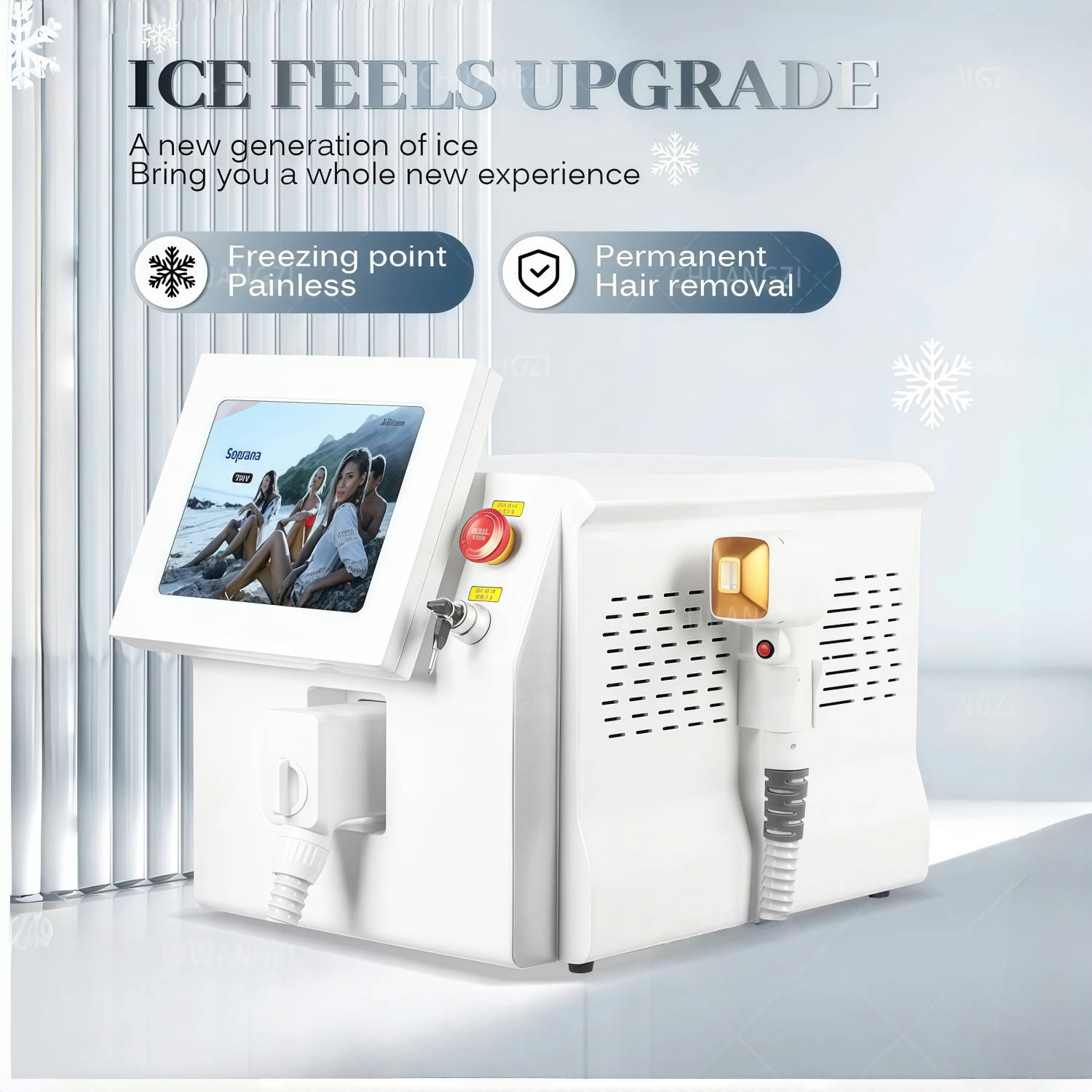 3500W high-power ice cooling 755nm 808nm 1064nm device diode laser hair removal device wavelength painless 808nm hair removal machine