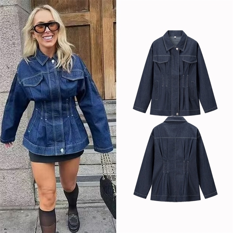 Autumn Fashion Women Washed Denim Jacket Coat Slim Zipper Single Breasted Shirt Female Lady Outerwear Jackets 250923