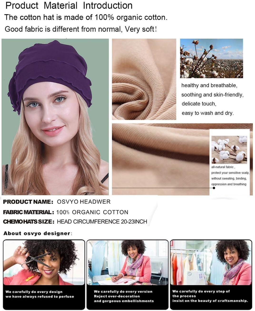 Chemo Headwear Turban Cap for Women - Cancer Beanie Hair Loss Sealed Packaging