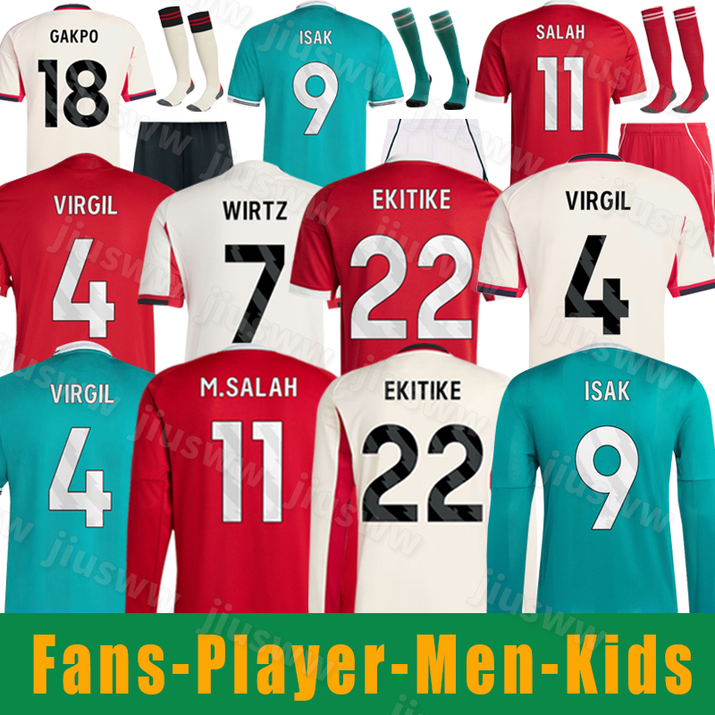 25 26 soccer jerseys MAC ALLISTER EKITIKE ISAK ALEXANDE GAKPO WIRTZ Salah jersey fans player football shirt Mens Kids Kit sock Full sets 2025 2026 seasons 3XL 4XL