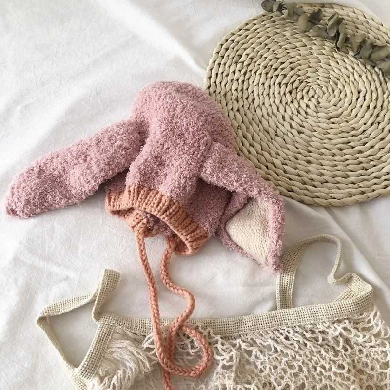 03Years Baby Hat Autumn Winter Ear Rabbit Knitted Kids Hat Cute Wool Hat Baby Accessories Newborn Girl Boy Beanie Cap Z251029