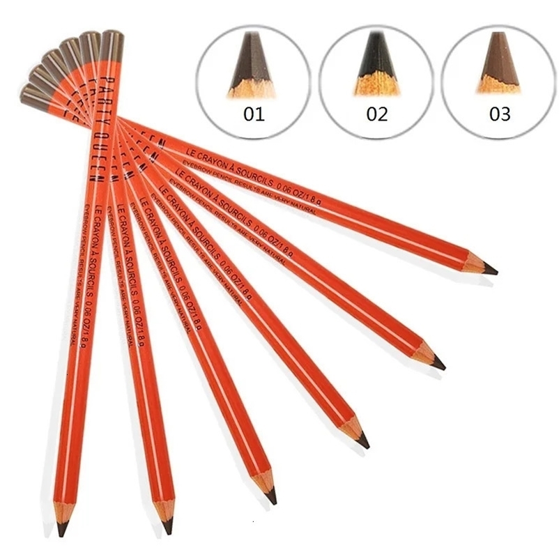 Eyebrow Enhancers 36Pcs/lot Party Queen 3 Colors Natural Wood Eyebrow Pencil Makeup Waterproof Professional Eyebrow Pen Cosmetics 231030