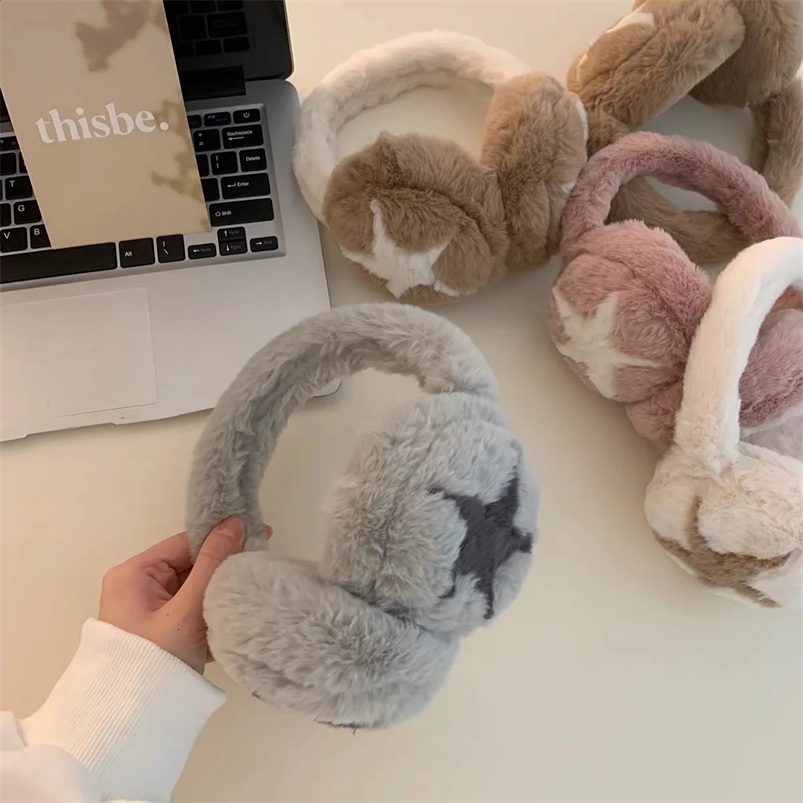Star Fluffy Ear Muffs Women Outdoor Cold Proof Ear Cover Warm Winter Headphones Earplugs Cold Protection Winter Accessoriess 240724
