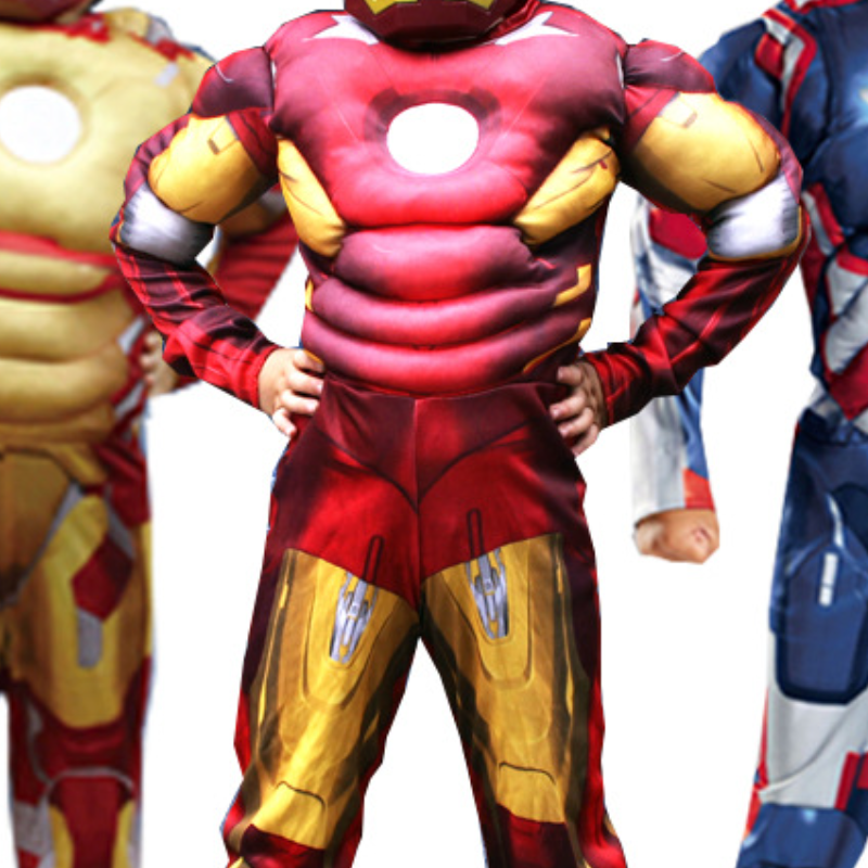 Disney Halloween glowing mask role-playing costume children's muscular Iron Man costume cosplay performance outfit anime dance party clothes boys