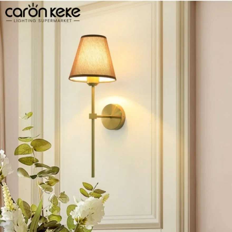Nordic Fabric Wall Lamp Living Room Corridor Indoor Lighting Hotel Bedroom Bedside Decor Lamp E27 Retro Pleated Wall Light C251124