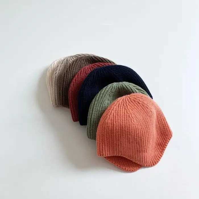 2025 Autumn Winter New Solid Color Baby Knitted Hats Kids Girls Boys Beanies Caps Warm Soft Casual Hats For Children 16 Year Z251029