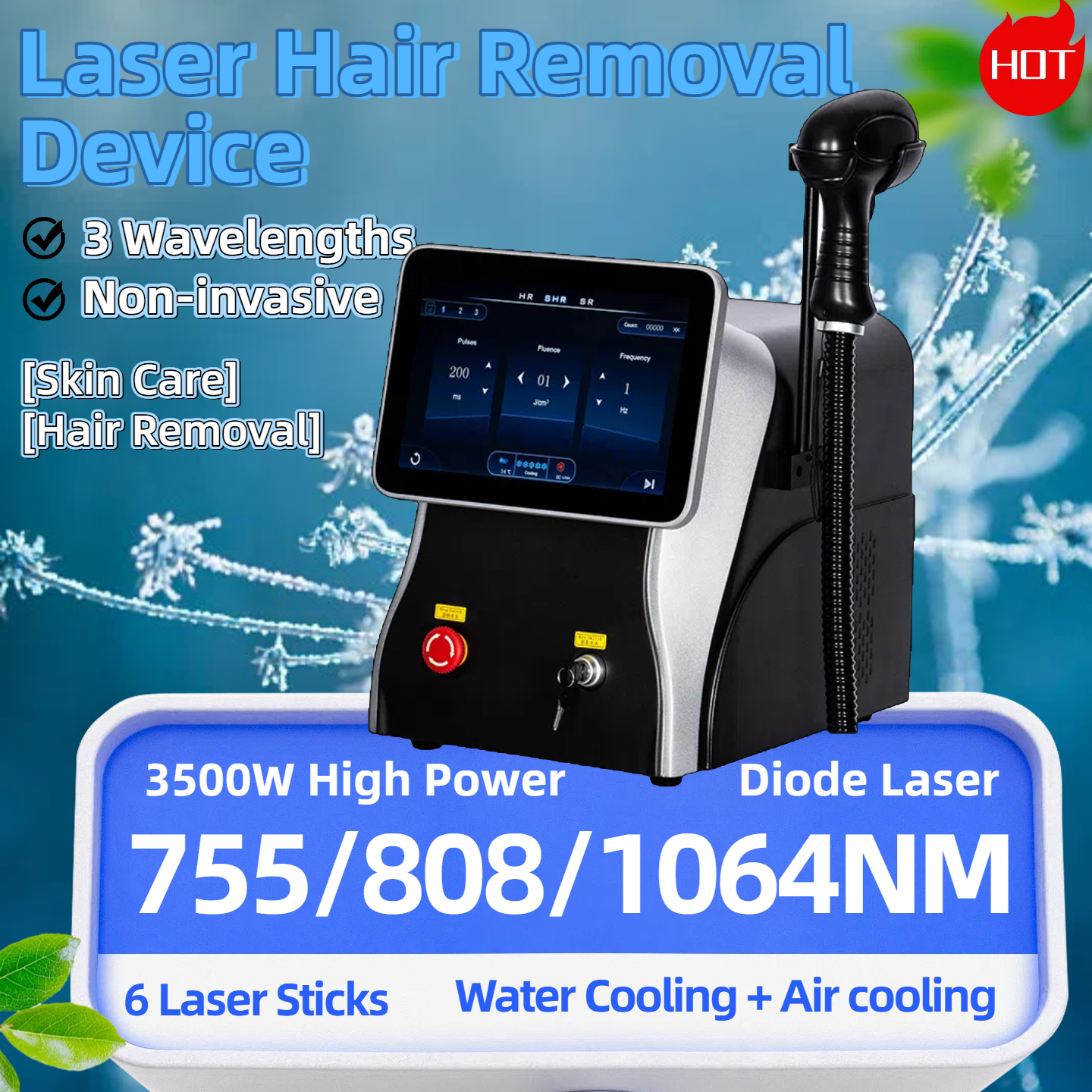 Professional Ice Titanium Painless 808 Diode Laser Hair Removal Machine ICE Platinum Hair Removal Laser Remove Hair Device 755 808 1064nm Laser Machin