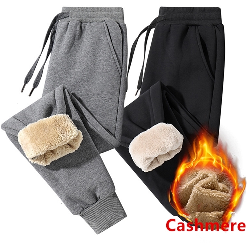 Men's Pants Mens Cashmere Sweatpants Winter Warm Lamb Wool Trousers for Male Lined Fleece Autumn and Casual Joggers 221116
