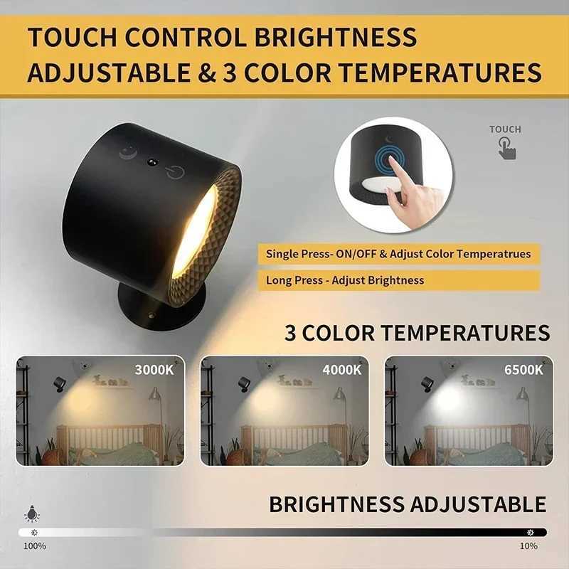 Double Head New Magnetic Wall Lights with Remote Control USB Battery Operated Bedroom Night Light 360 Orientation Reading Lamp C251124