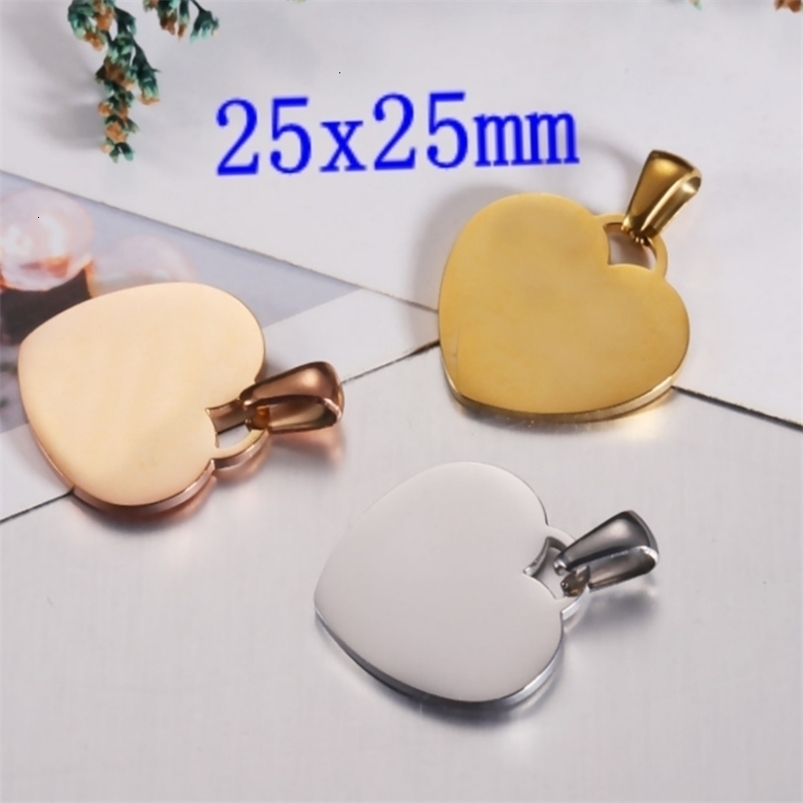 Charms 20pcs/lot 100% Stainless Steel Mirror Polished 20mm 25mm Heart Tag Charm Pendant for Bracelet Necklace DIY Jewelry Making Charms 230907