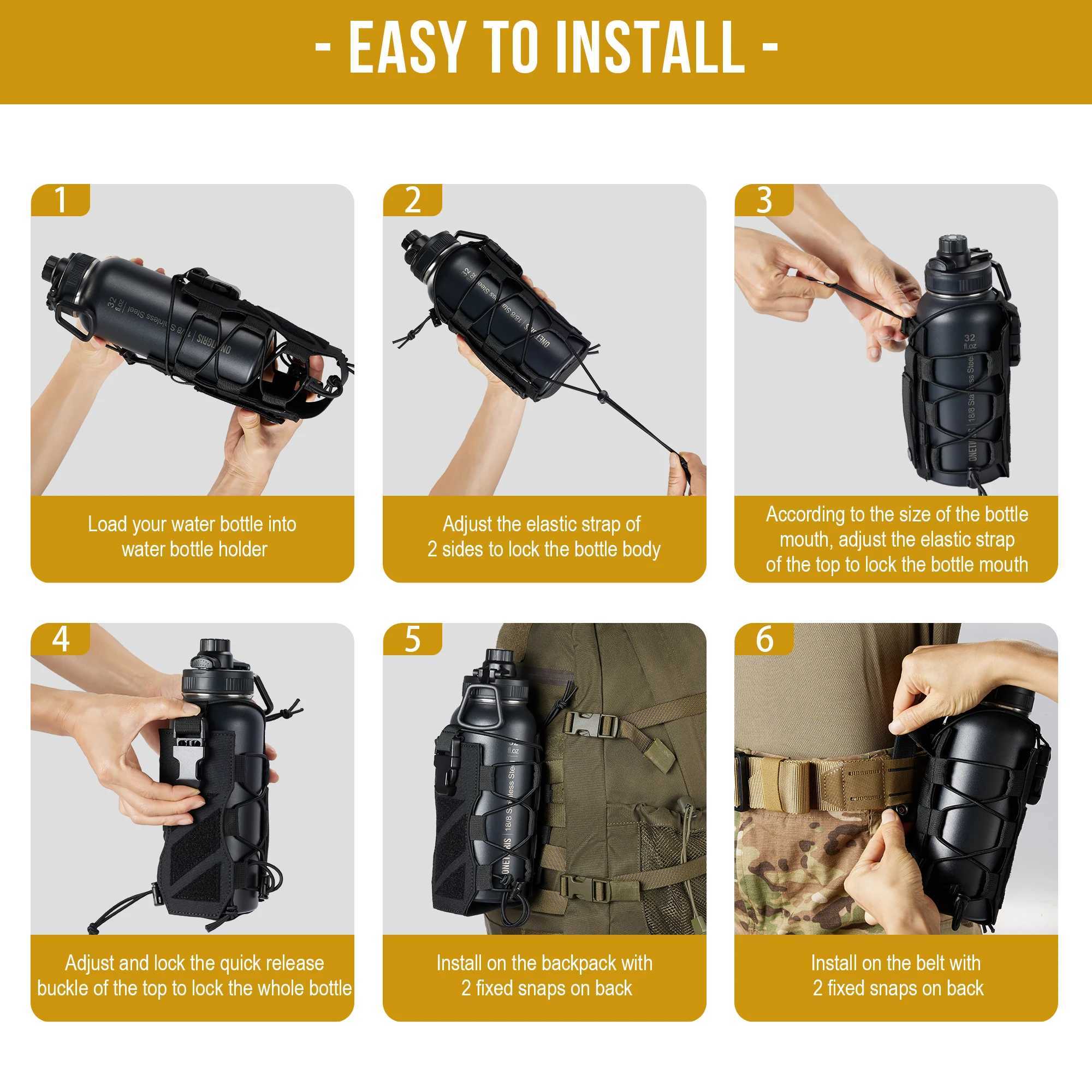 ONETIGRIS MOLLE Water Bottle Holder 32oz Tactical Water Bottle Pouch Adjustable Water Bottle Holster Kettle Pouch Belt Bottle J250923