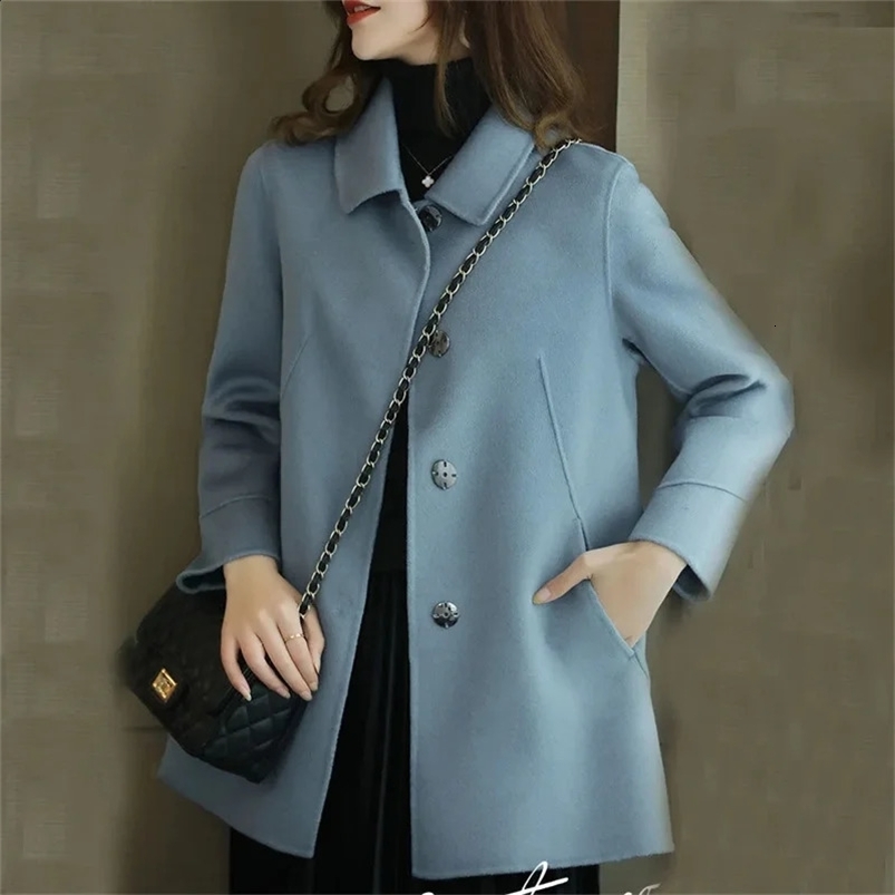 High-End Woolen Jacket Womens Long Section Spring Autumn Winter Outwear Korean Casual Short Wool Coat Female Tops 240822