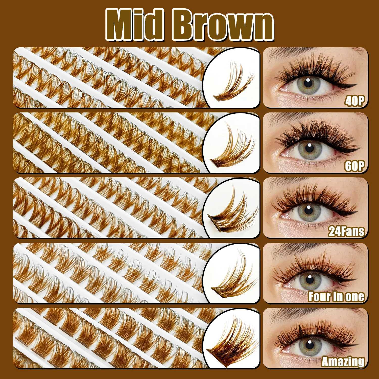 ABONNIE Dark Brown Diy Cluster Lashes 40D 60D D Curl Individual Diy Segment Cluster Amazing Eyelash C250923