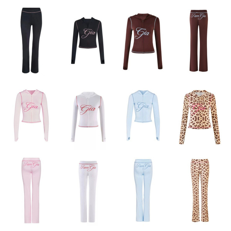 Leopard Print Tracksuit Set for Women, Slim Fit Hooded Top and High Waisted Shorts C260312