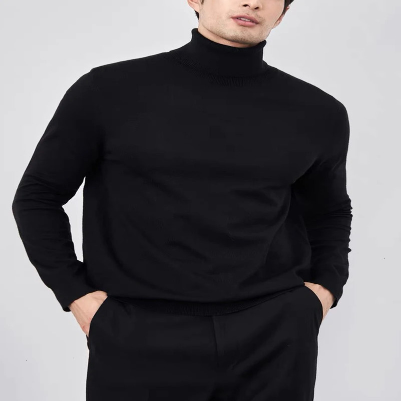 Autumn and winter mens fully matched turtle neck sweater ultra-thin mens casual zipper sweater mens clothing 241113