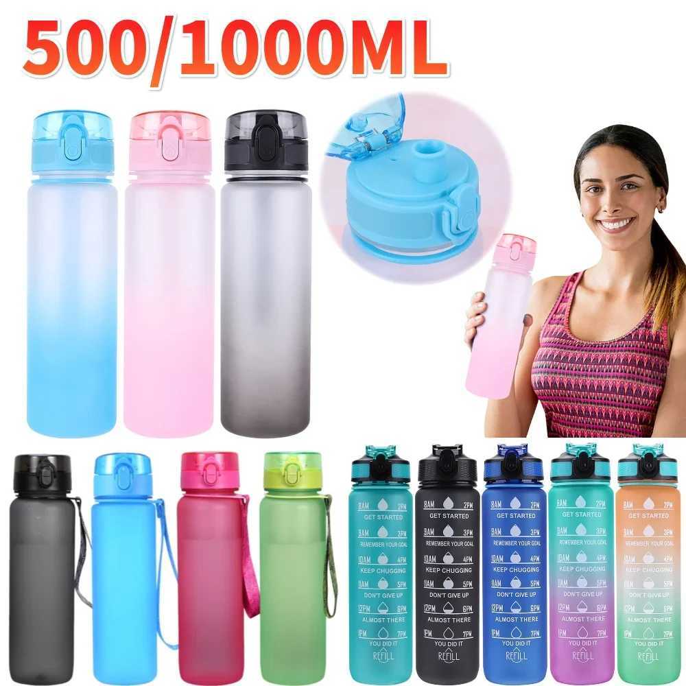 5001000ML Water Bottle Sport Frosted Water Bottle Outdoor Leak Proof Portable Drinking Cup with Handle for Outdoor Gym Sports J250923