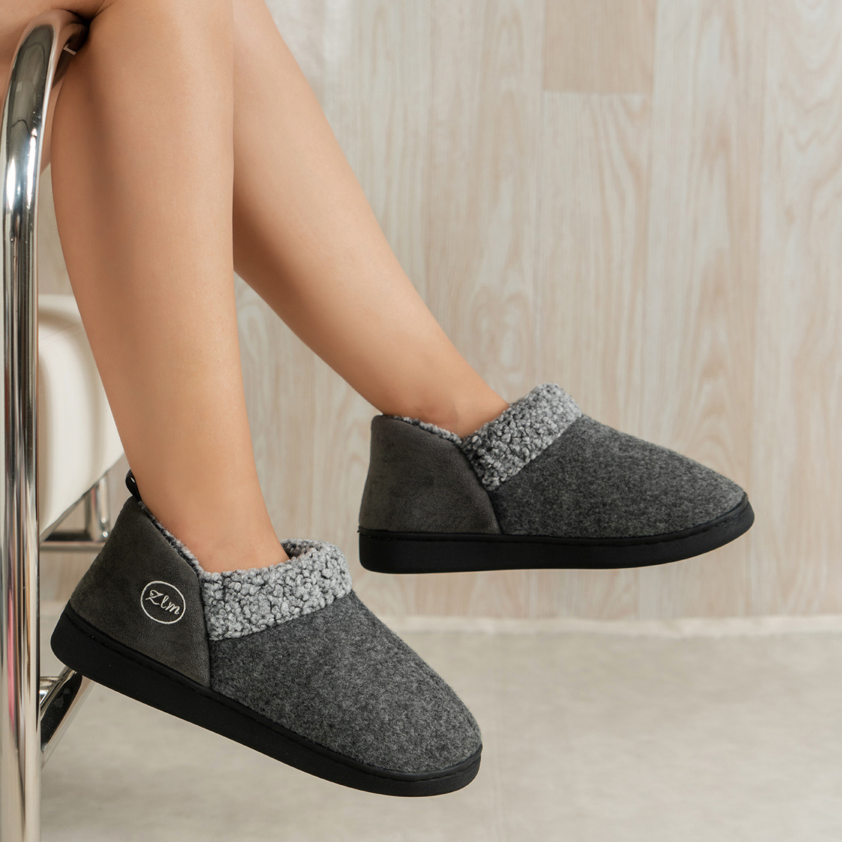 Hairy webbing cotton home cotton shoes thickened indoor non-slip cotton slippers warm and fleece to wear cotton slippers outside