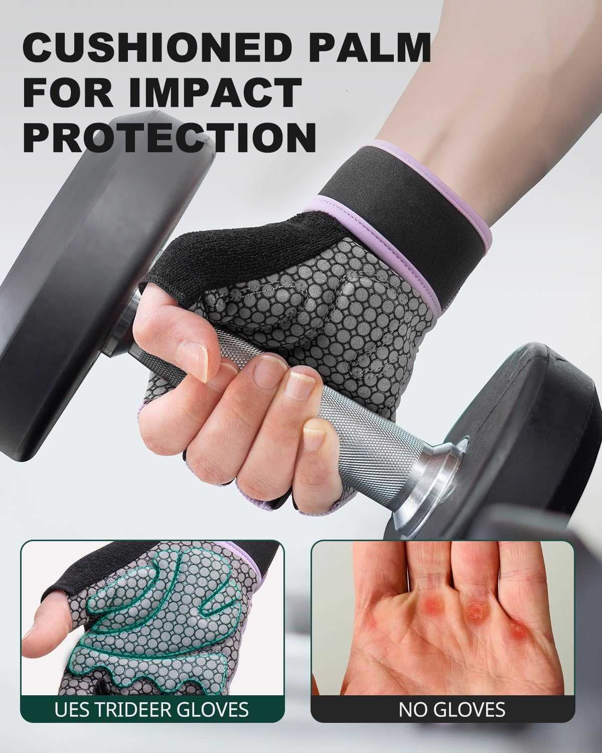Trideer Weight Lifting Gloves for Women Men with Wrist Support Workout Gloves Women Full Palm Protection for Gym Training Fitness Weightlifting Pull U