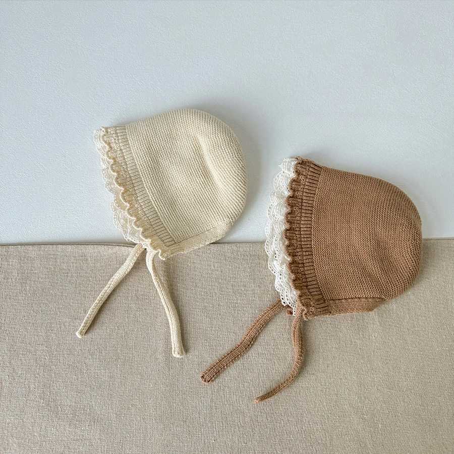 Korean Baby Boys Girls Hat Autumn Winter Warm Ear Protection Caps Ruffle Lace Princess Childrens Knitted Wool Hat Z251029