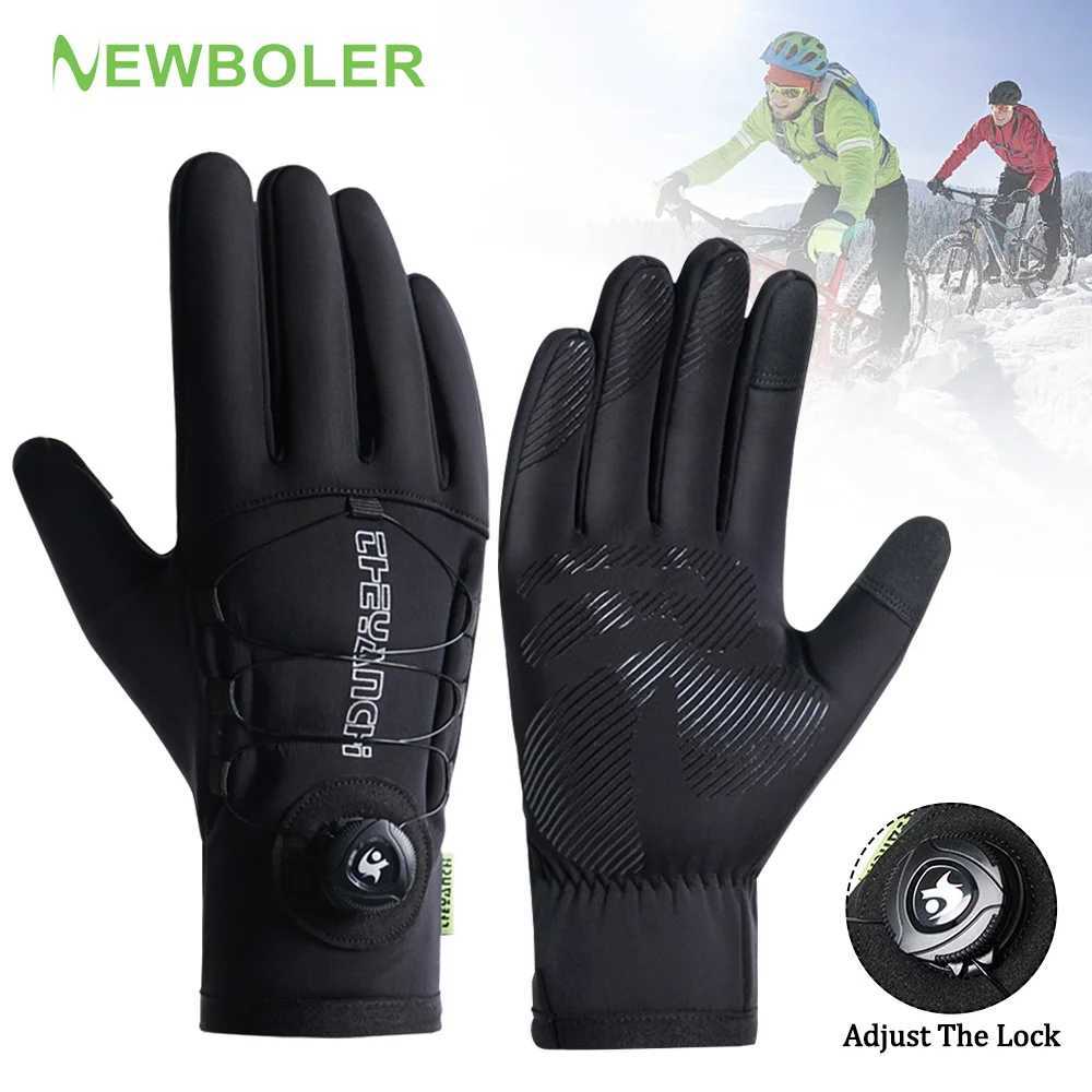 NEWBOLER Men Winter Waterproof Cycling Gloves Thermal Full Finger Touch Screen Fleece Gloves Nonslip Warm Windproof Motorcycle J250922