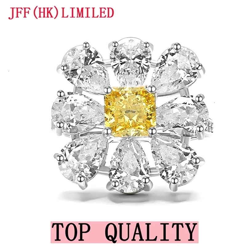 Premium Colored Gemstone Ring Artificial Yellow Diamond 100% 18K gold 100% 9K gold ring Wedding ring 240626