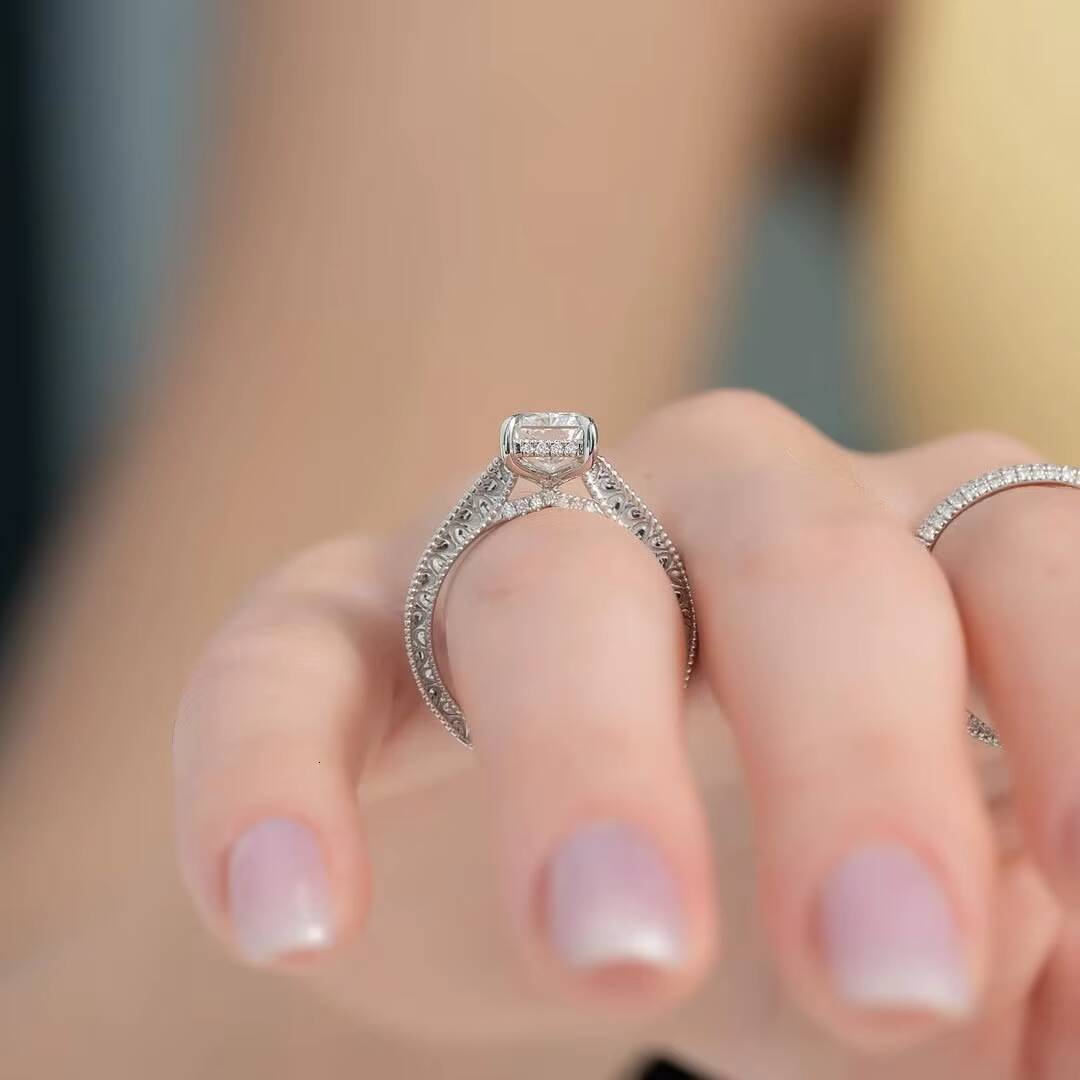 Custom 1CT for GIA IGI Certified D Clarity VVS2 Radiant Cut Lab CVD HPHT Grown Diamond Engagement Wedding Ring in 14K or 18K