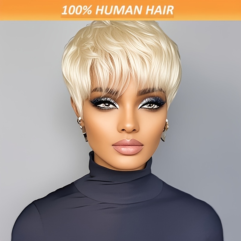 180% Density 100% Human Hair Pixie Wig 4 Inch Straight Brazilian Human Hair Wig Easy To Wear For Women Of All Ethnicities Quick Hairstyle Sleek Hairst