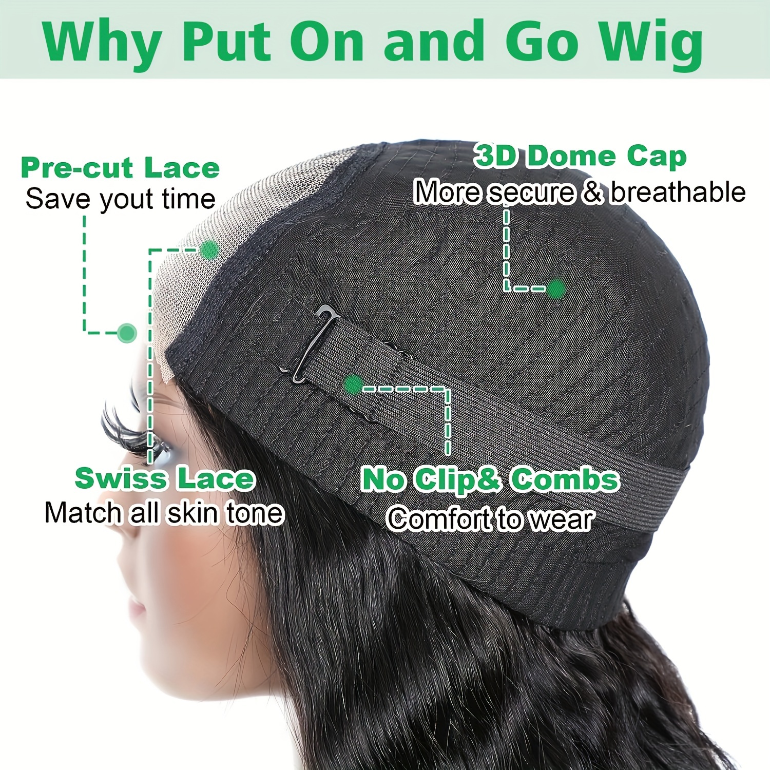 Pre Plucked Cut 4x4 HD Lace Closure Curly Wave Bob Wig No Glue Needed Adjustable Anti-Slip Cap 150% Density Brazilian Virgin Hair for Natural Look