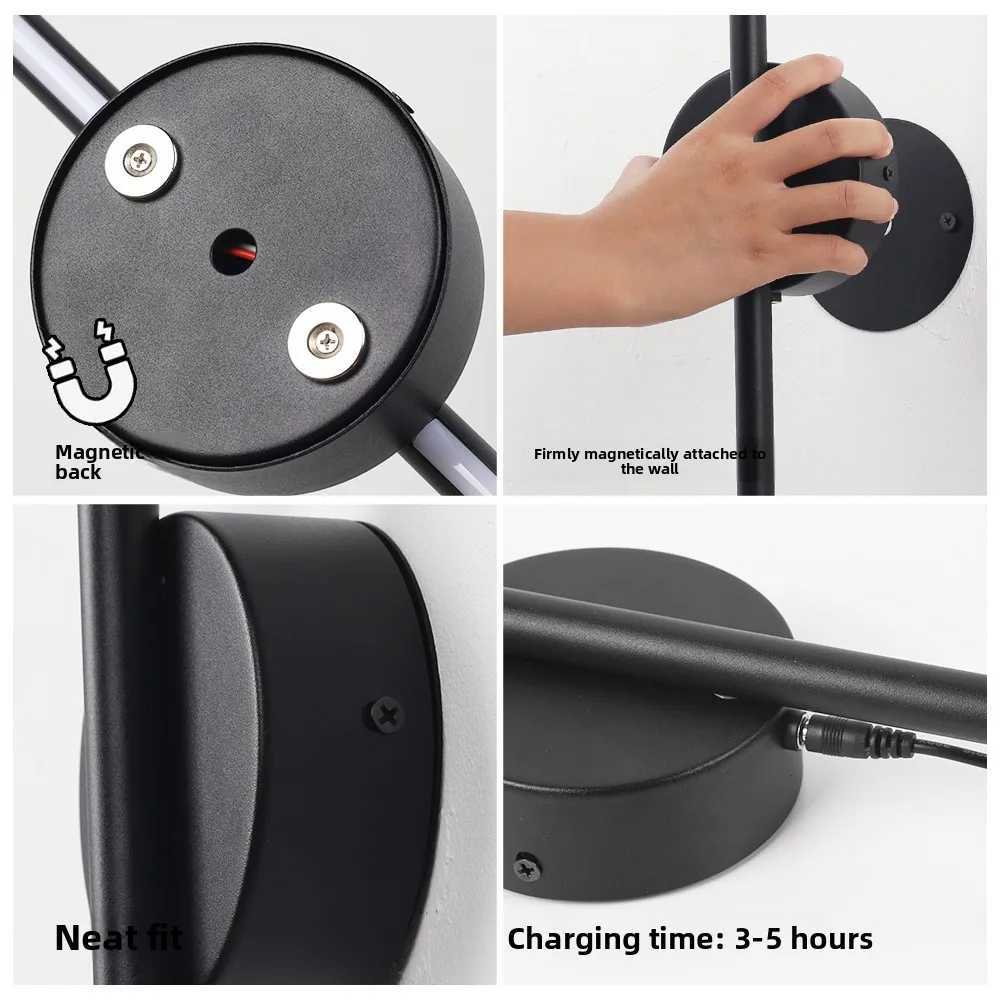 Rechargeable LED Wall Lamp Wireless Magnetic Disc Design Remote Sconce for Bedroom Living Room C251124