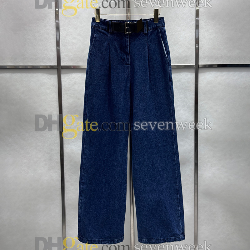 Designer Denim Blazer Set - Womens Business Formal Jean Jacket and Suit Pants Outfit C260312