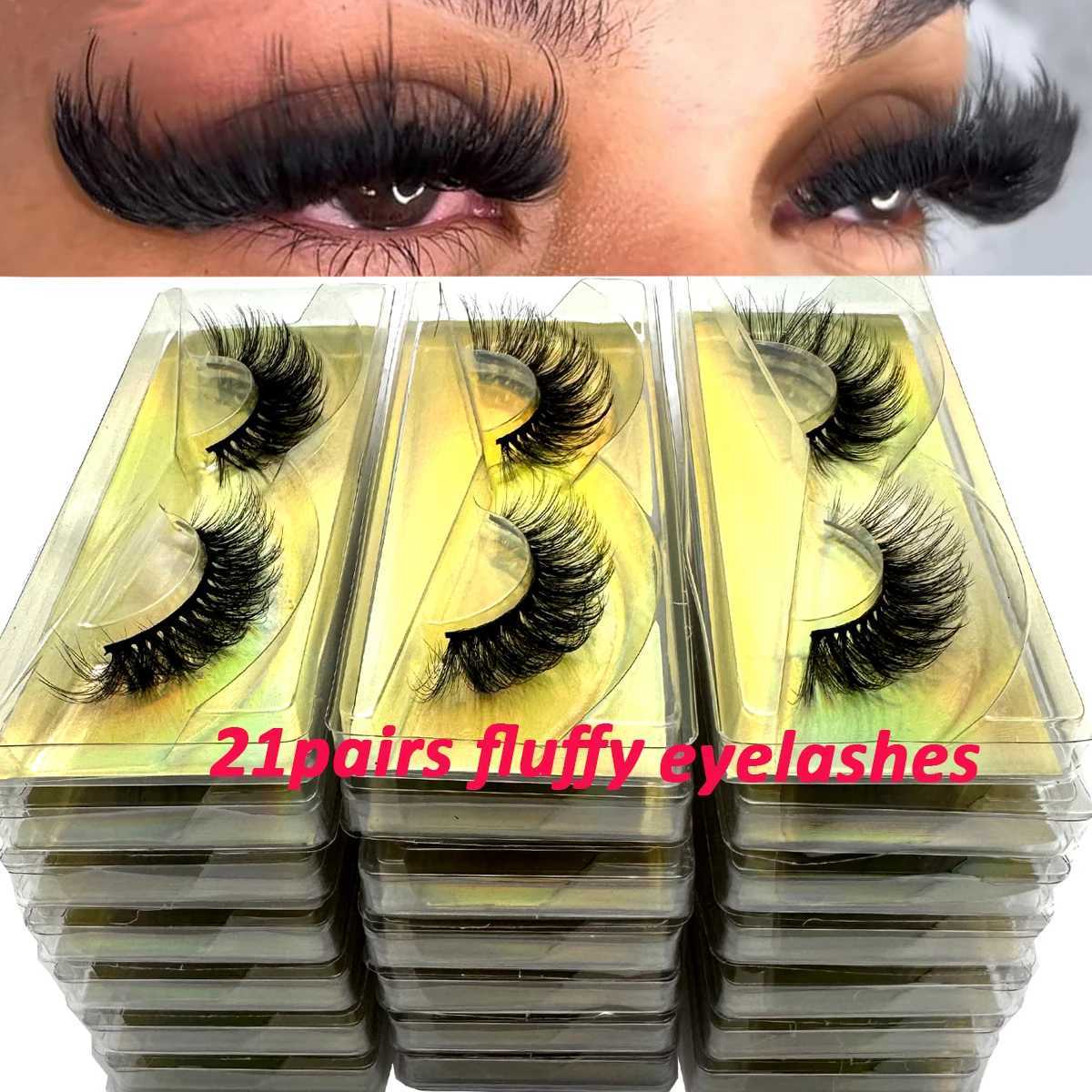 21 Pairs 3D Mink Wholesale Natural Eyelashes Lashes Handmade Fluffy Dramatic Lashes Cruelty Free False Eyelashes Makeup Lashes C250923