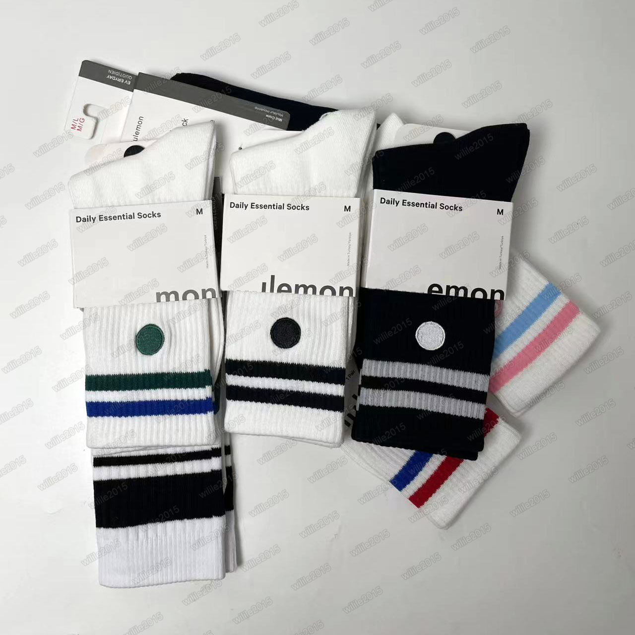 3 pairs of new men's and women's socks, yoga, basketball, running solid-color lettered flat sports socks and cotton socks