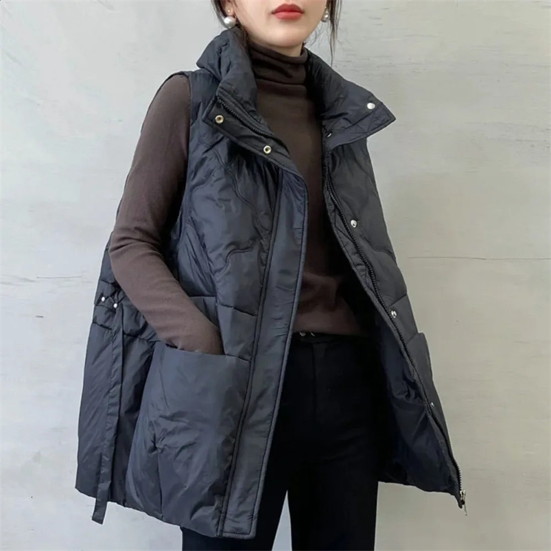 autumn and winter Korean white duck down vest for women loose casual sleeveless warm vest for women Parkas jacket top for women 241021
