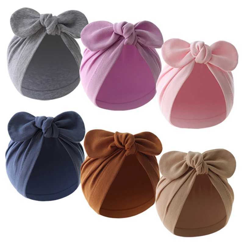 Pudcoco Baby Girls Turban Hat Soft Elastic Cute Knotted Bow Hat Nursery Beanie Cap for Infant Z251029