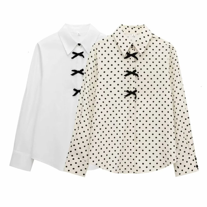 RARF Womens Long Sleeve Autumn/Winter Slim Fit and Slimming Butterfly Bow Polka Dot Shirt 250417