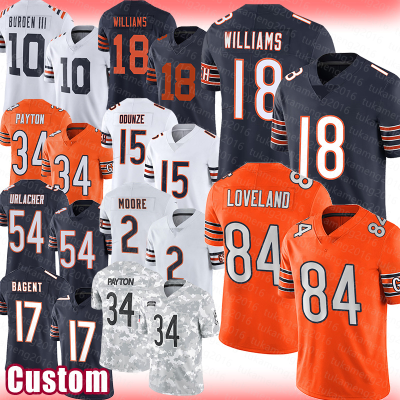 Caleb Williams Colston Loveland Football Jerseys Luther Burden Ill Walter Payton Rome Odunze Brian Urlacher DJ Moore Tyson Bagent Jaylon Johnson Cole Kmet