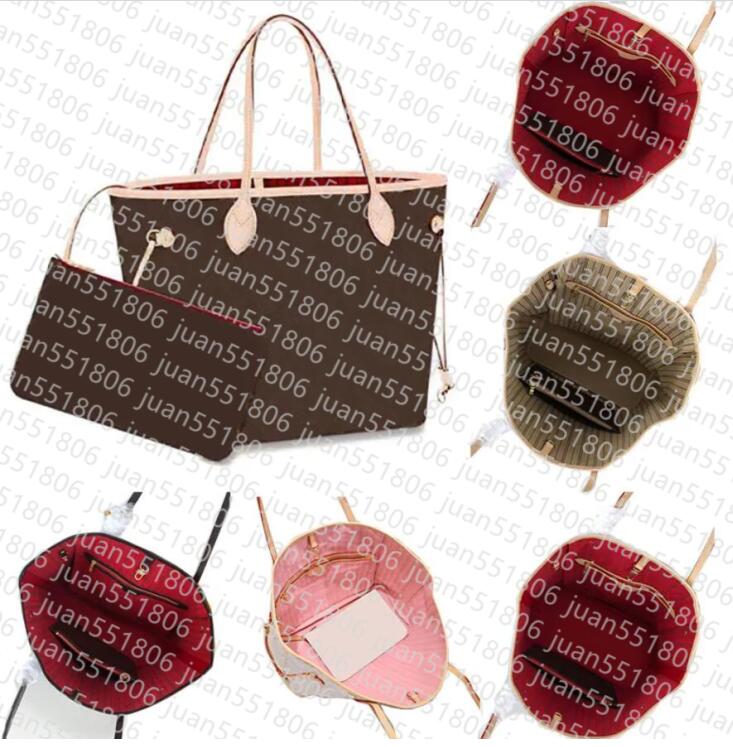 Totes lattice 2pcs set designers bag Women Double handbags luxurys ladies Shoulder Bags lady clutch purse retro tote female purse wallet handbag 32cm