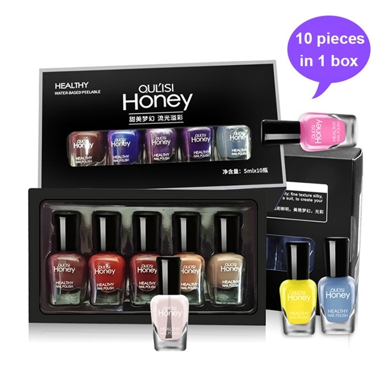 Nail Polish 5ml*10 Bottles Set Nail Polish Quick-drying Peelable and Tearable Water-based Beginner Nail Polish No Need LED Lamp Long Lasting 230729