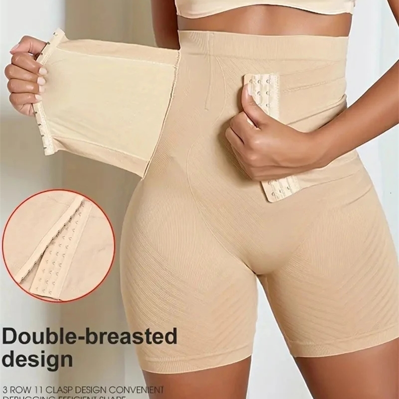 Women Firm Tummy Control with Hook Butt Lifter Shapewear Panties High Waist Trainer Body Shaper Female Slimming Fajas Shorts 241224