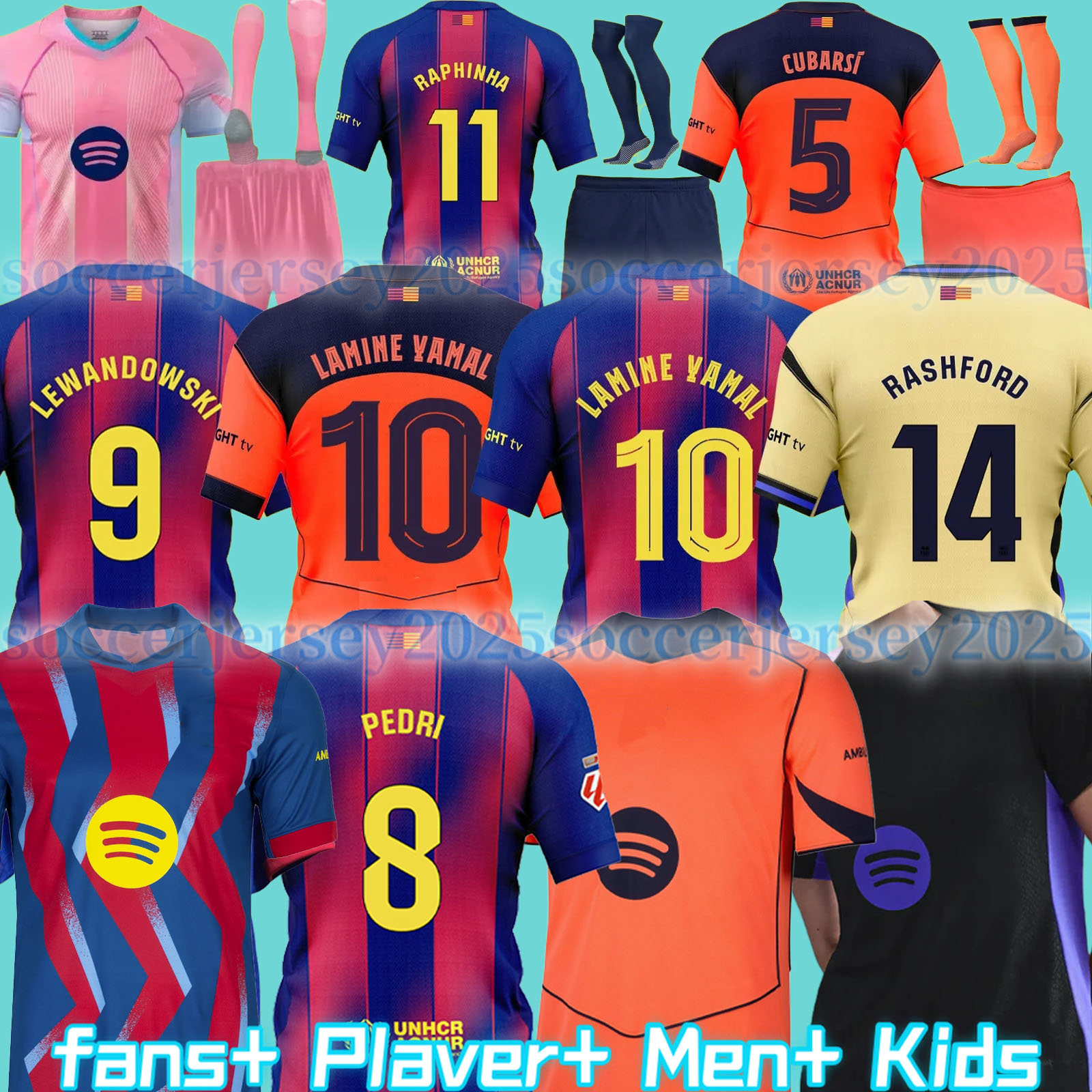 24 25 26 LAMINE YAMAL Lewandowski RASHFORD soccer jerseyS OLMO GAVI Raphinha FERRAN 2024 2025 football shirt kids home away men kids kit fans player Copa del Rey FINAL