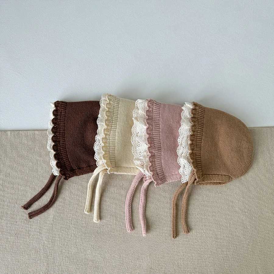 Korean Baby Boys Girls Hat Autumn Winter Warm Ear Protection Caps Ruffle Lace Princess Childrens Knitted Wool Hat Z251029