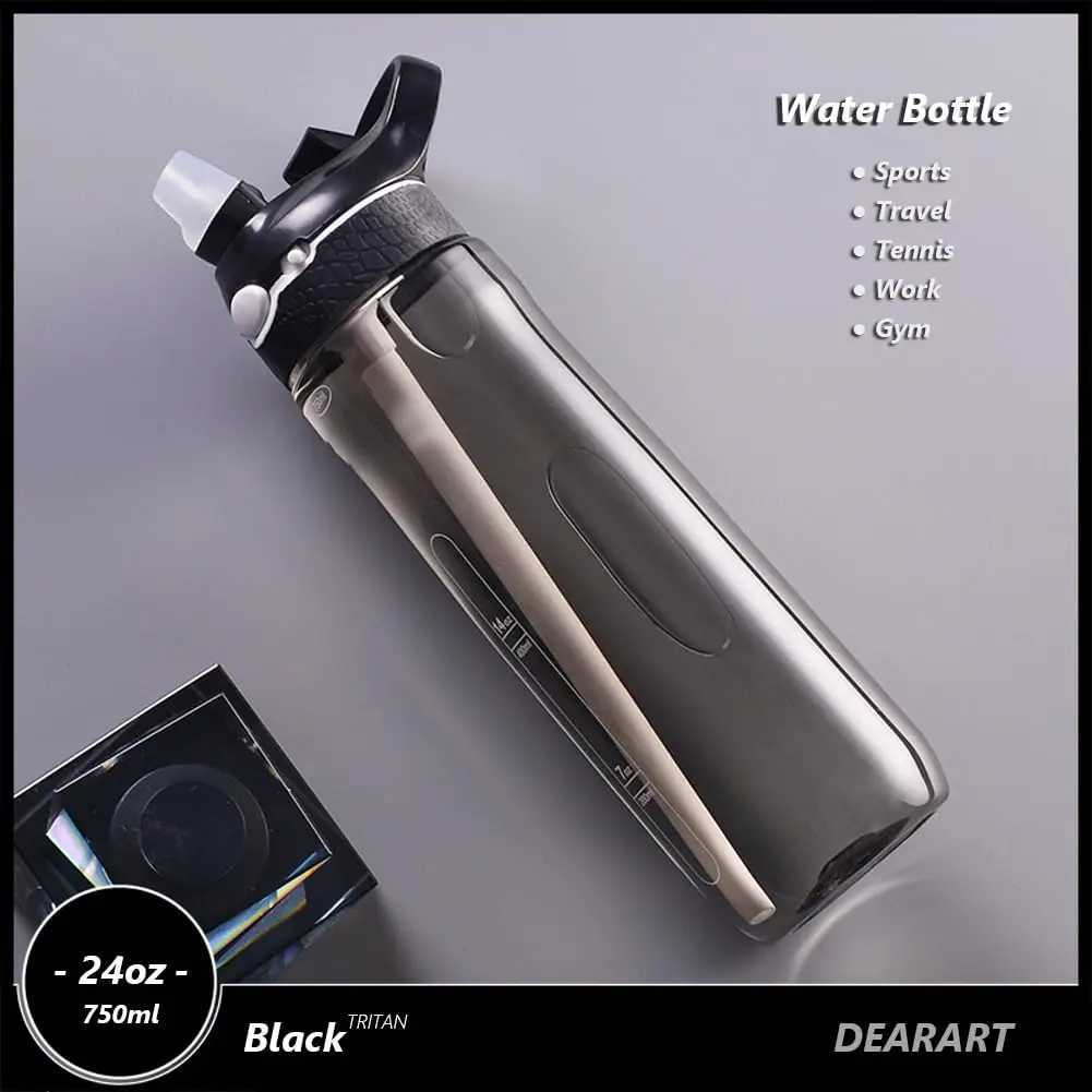 750ml Portable Sports Water Bottle With Straw For Camping Hiking Outdoor Plastic Transparent BPA Free Bottle For Men Drinkware J250923