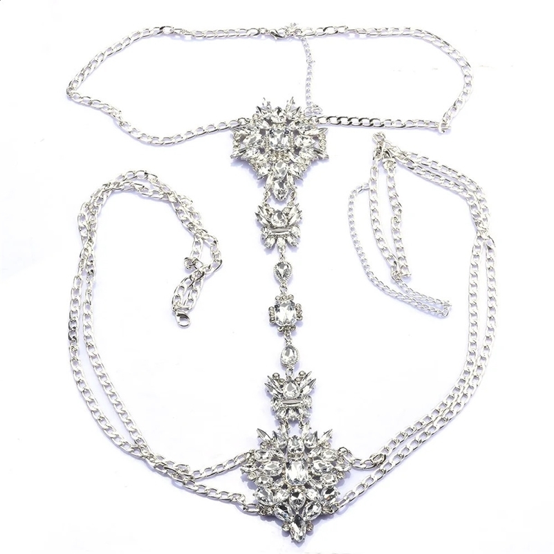 Fashion Clear Crystal Rhinestone Waist Chains Body Chain Necklace Women Jewelry Sexy Belly Chains Woman Waistband 241224