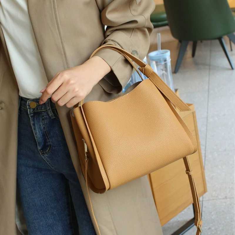 Burminsa Cowhide Genuine Leather Bucket Tote Handbags For Women 2025 Luxury Designer Basket Work Ladies Shoulder Crossbody Bags J251025