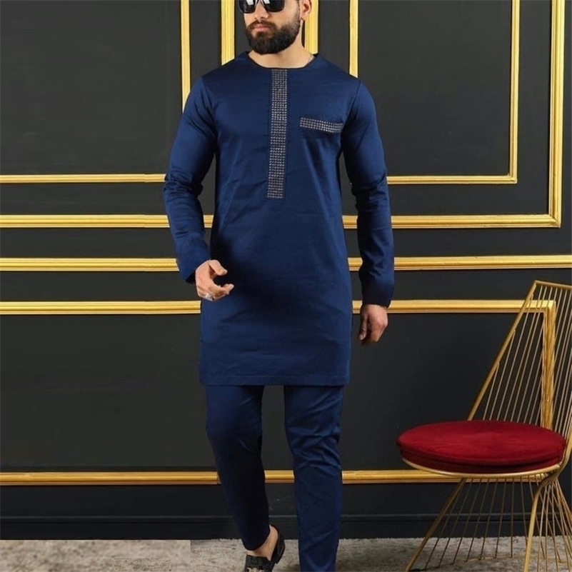 2024 African Traditional Mens Set Elegant and Fashionable Mens Suit Casual Embroidery Two Piece Set Mens Suit Kaftan 240830