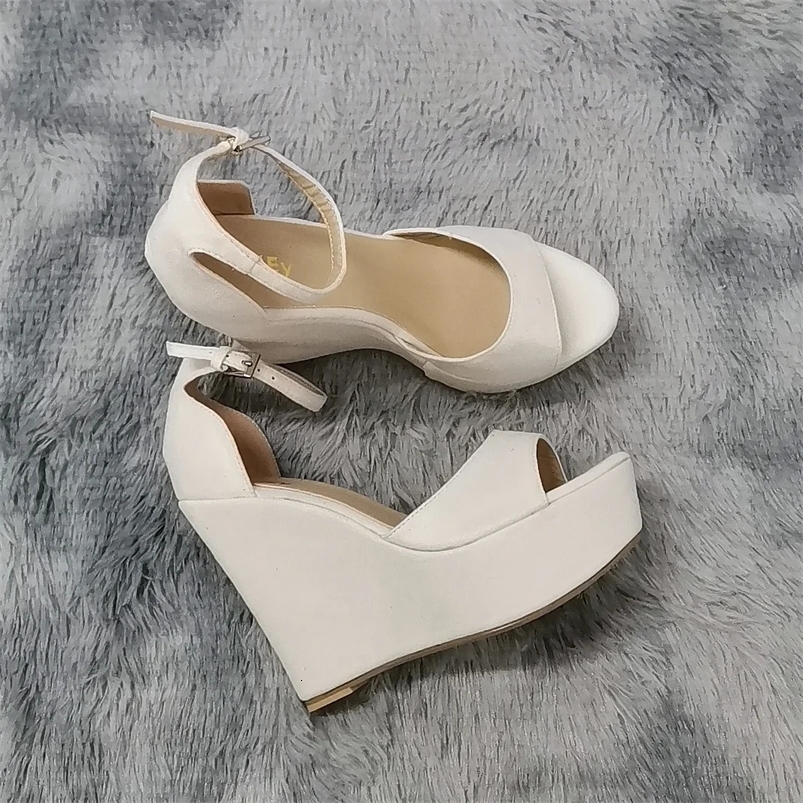 Women Summer Shoes Sexy Open Toe Ankle Strap Platform High Heels Wedge Sandals Party Wedding Dress Ladies Shoes 195-11VE 240528