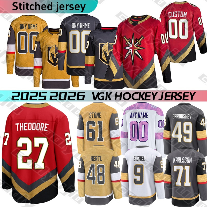 VGK golden knights Hockey Jerseys #9 Eichel Hertl Karlsson Marner #33 Hill #61 Stone Jersey William Karlsson Jersey Jack knights Jersey 2025 mens Stitched Hockey Jersey