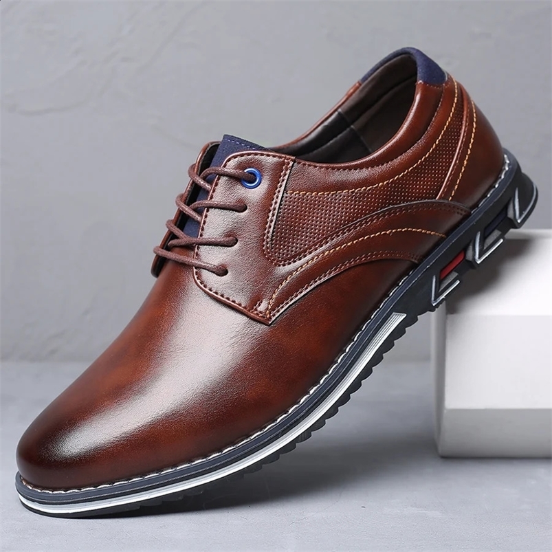 Retro Men Shoes Business Leather Shoes Fashion Casual Shoes for Men Black Brown Breathable Loafers Comfort Menshoe 240909CJ