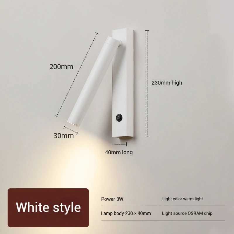 3W 5W Wall Lamp Backlight Rotation Adjustable Light Hotel Bedroom Bedside Study Reading Sconce Lamp With Switch Northern Style C251124
